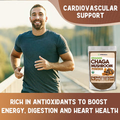 XPRS Nutra Chaga powder in smoothie boosts natural energy and nutrition.