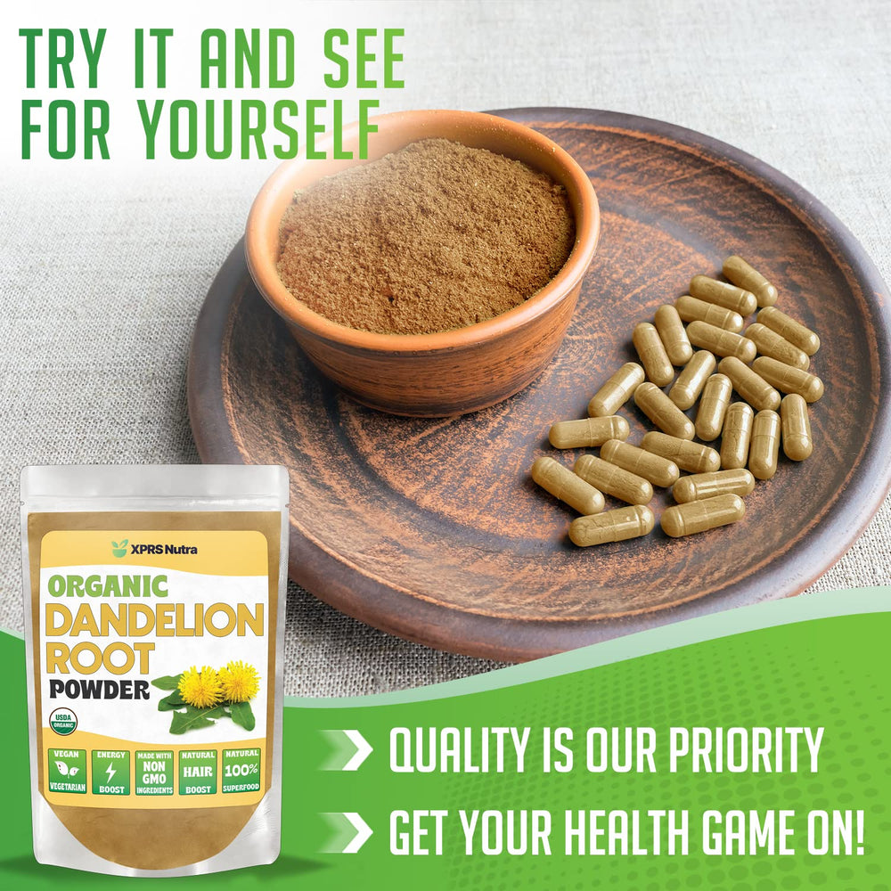 XPRS Nutra dandelion root powder measured for cooking and recipes.