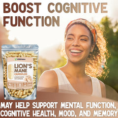 Closeup of XPRS Nutra Lions Mane capsules for cognitive support