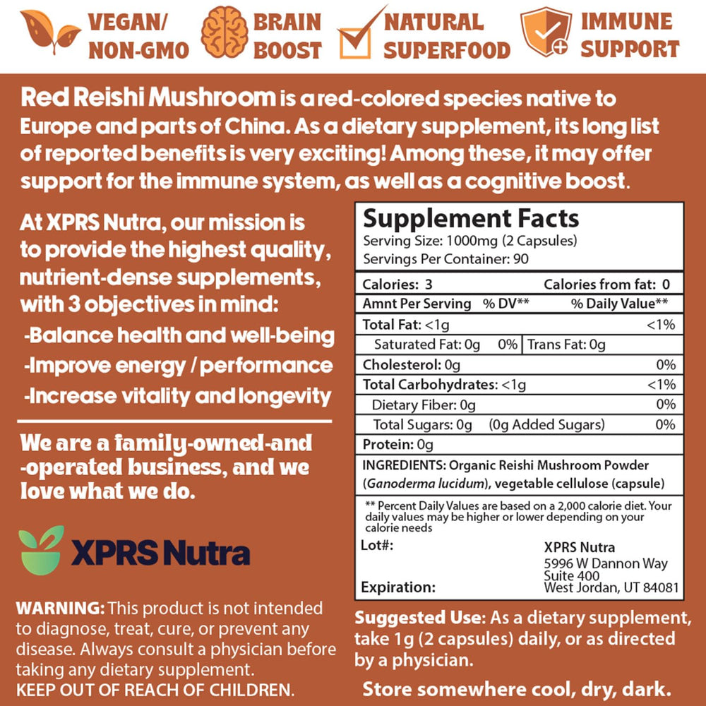 XPRS Nutra Reishi capsules ready to take anywhere.