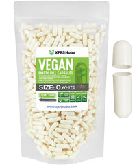 XPRS Nutra Size 0 empty capsules, clear shells for precise DIY supplement filling.
