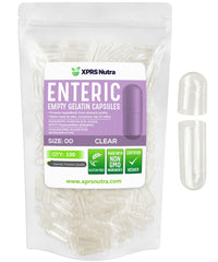 XPRS Nutra Size 00 empty capsules in a clear bottle, ideal for precise filling.