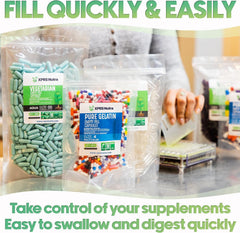 XPRS Nutra transparent Size 0 capsules to view powder during filling.