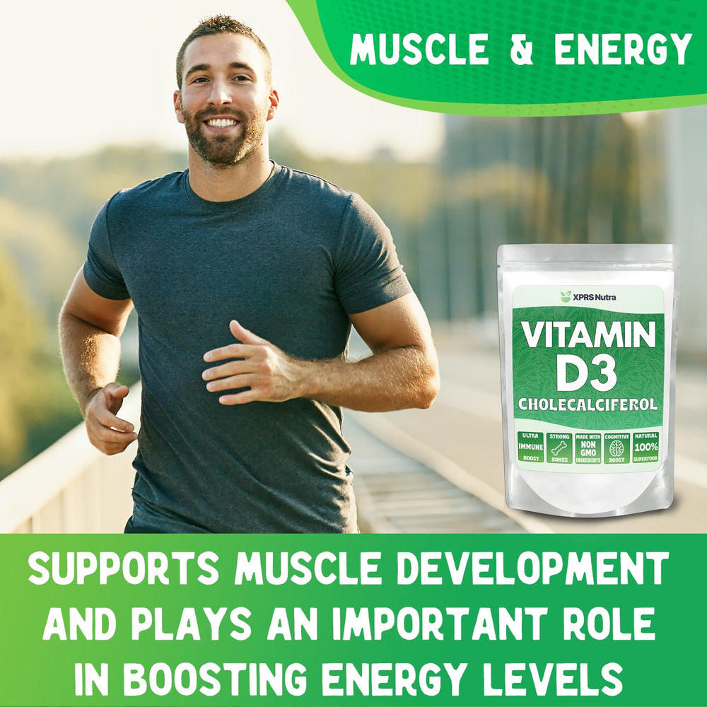 XPRS Nutra Vitamin D3 powder bag 8oz for bulk storage.
