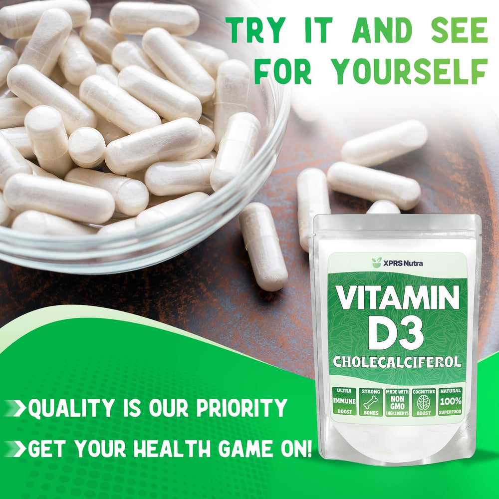 XPRS Nutra Vitamin D3 powder with empty capsules for DIY capsules.