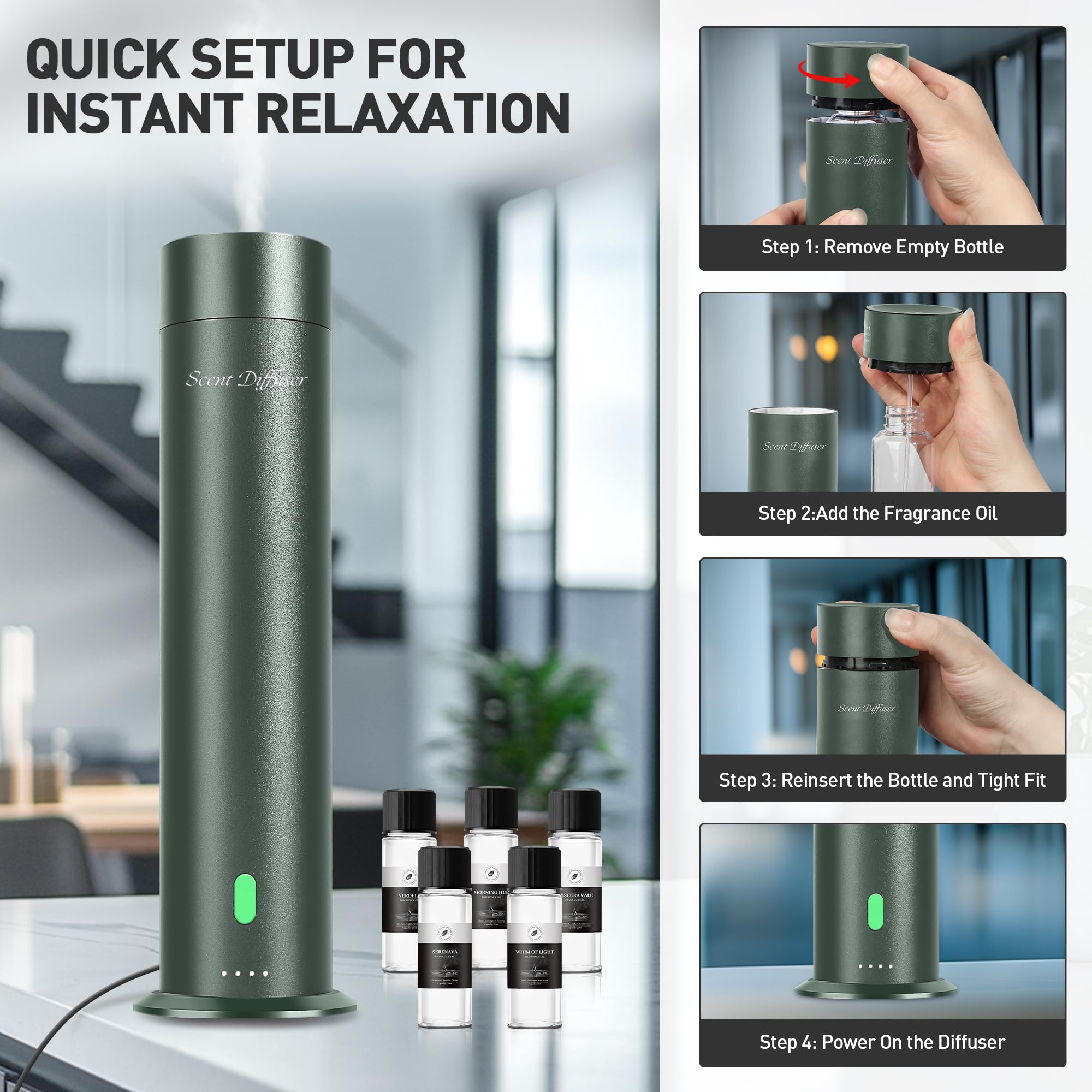 XspideM diffuser uses replaceable atomizer cores to reduce maintenance