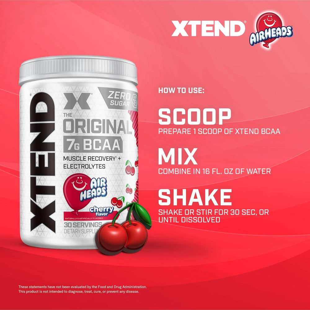 Xtend Original BCaa powder post-workout setup suggests easy recovery-friendly routine