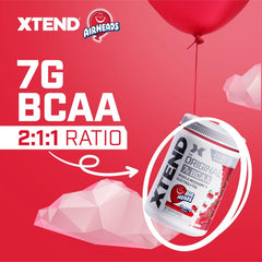 Xtend Original BCaa powder scoop pouring illustrates easy mixing during workouts