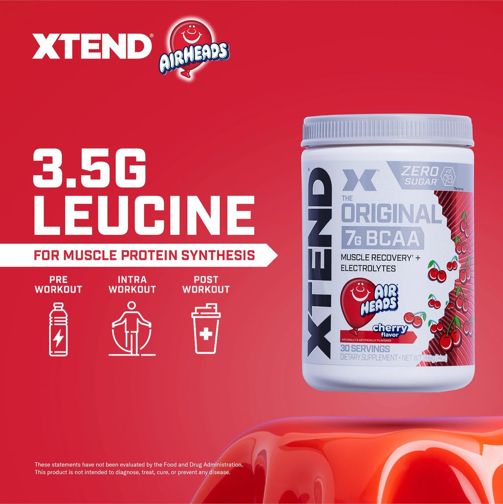 Xtend Original BCaa powder texture closeup highlights fine, fast-dissolving amino acids