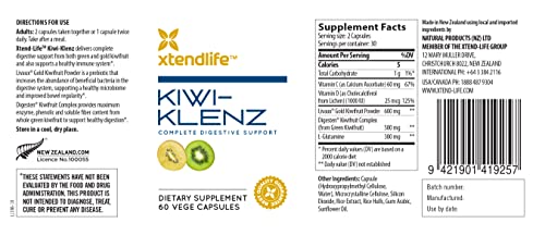 Xtendlife Kiwi-Klenz label highlights kiwifruit ingredients that support gut health.