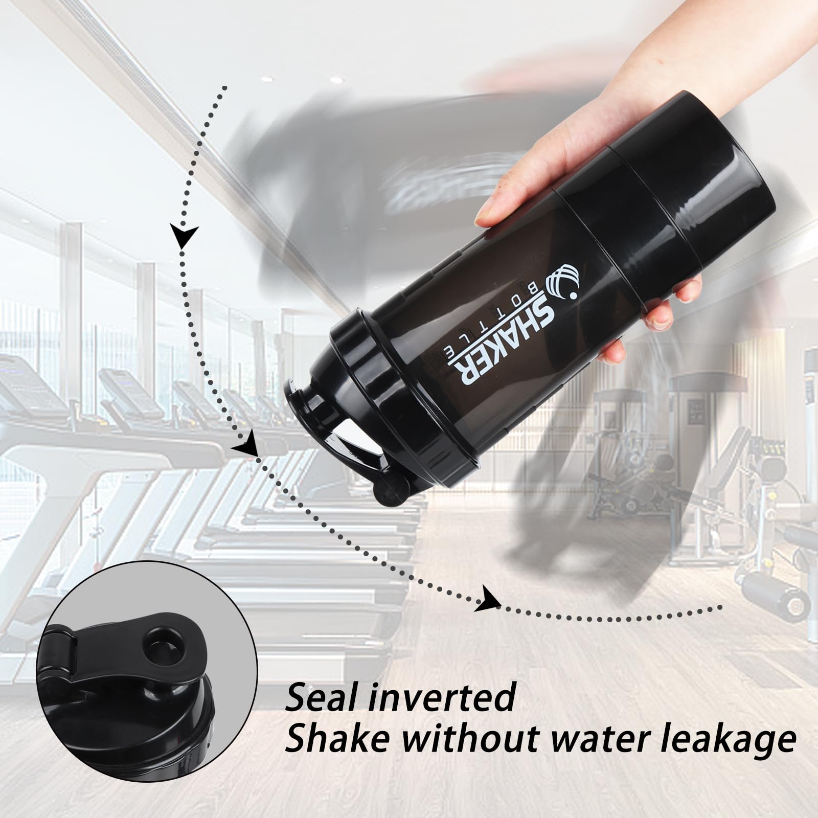 XTKS Shaker Bottle leak-proof lid prevents leaks during travel