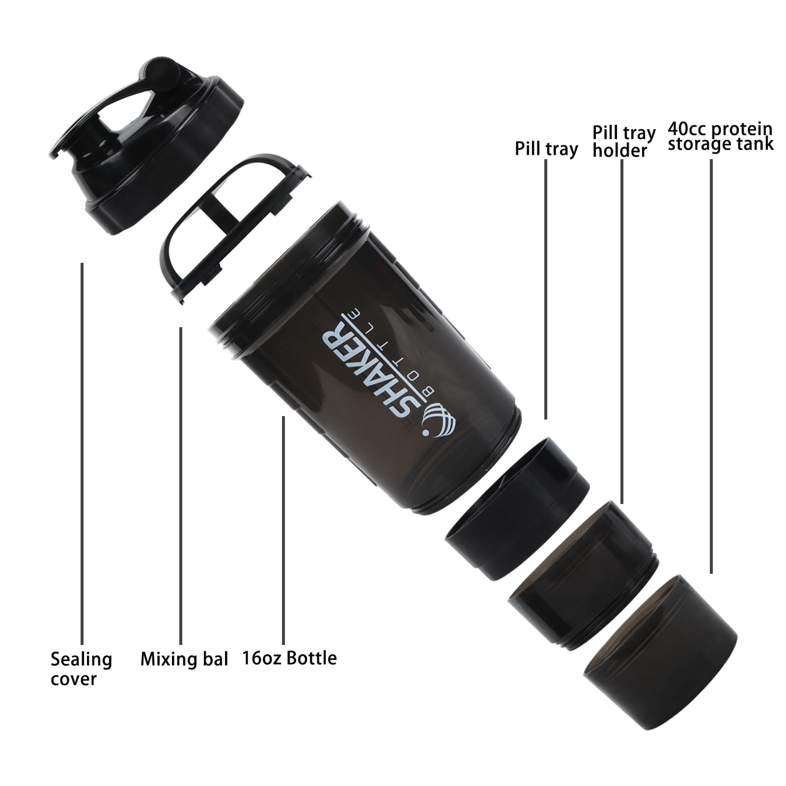 XTKS Shaker Bottle pill storage for on-the-go organization