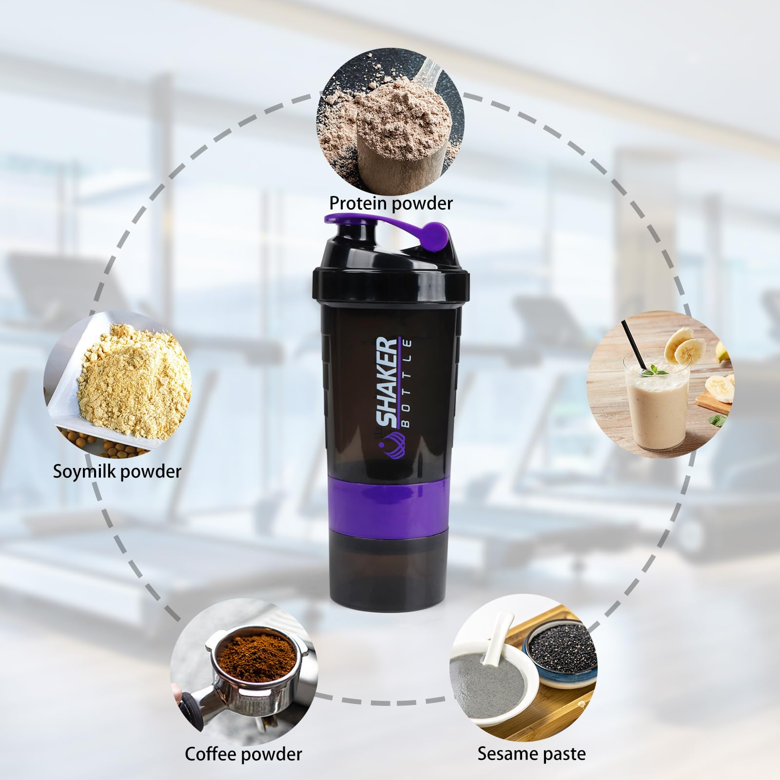 XTKS Shaker Bottle purple and black design for stylish fitness gear