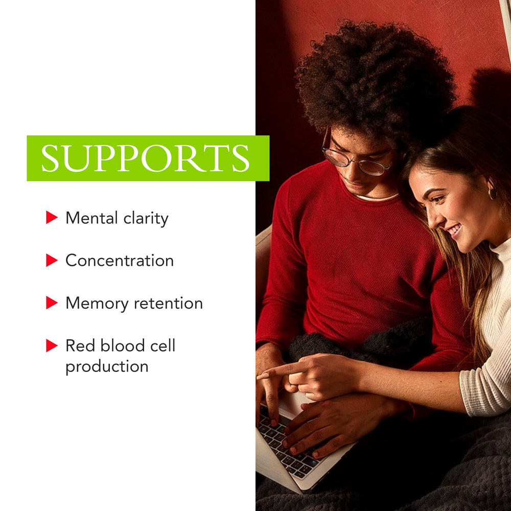 Xtravit B12 red blood cell support visual suggests healthier energy transport.