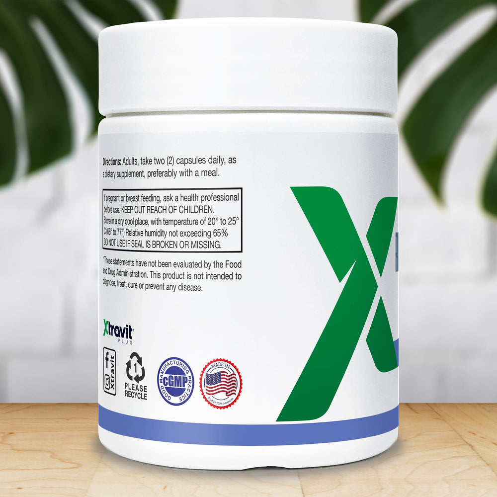 Xtravit Resveratrol NAD+ capsule inside view conveys compact daily supplementation for vitality