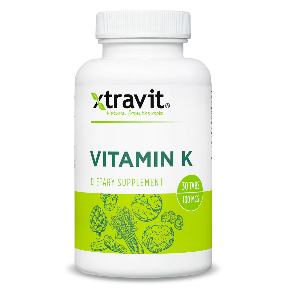 Xtravit Vitamin K bottle front showcases clean, non-GMO formula for everyday balance.