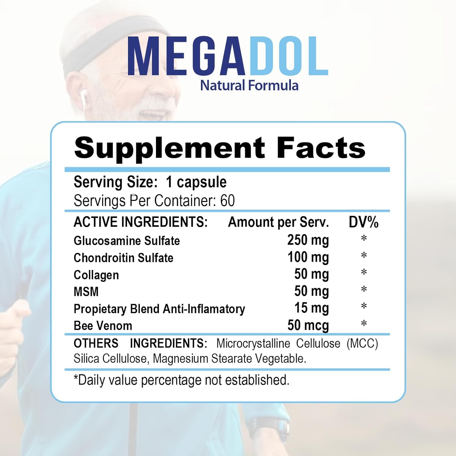Xtreme Power Belt Megadol capsules closeup shows easy, two-capsule daily routine for mobility