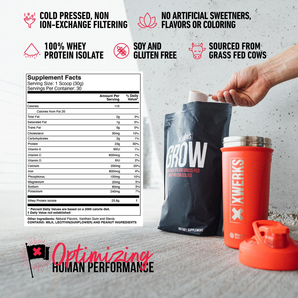 XWERKS Grow lata de 30 porciones, conveniente para entrenos diarios