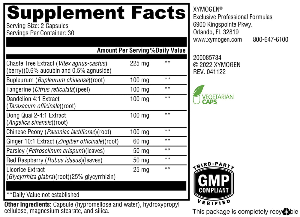 Capsules close-up of XYMOGEN PMS Soothe for easy daily use