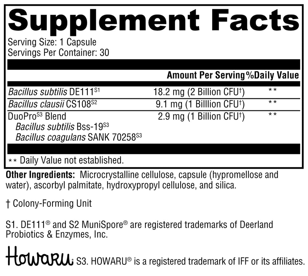 XYMOGEN ProbioMax bottle with water for easy daily intake.