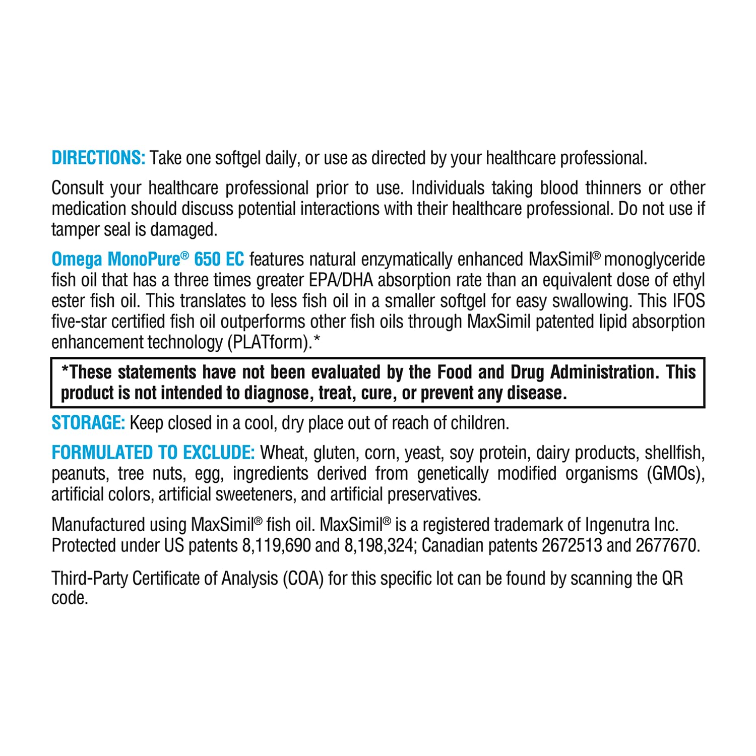 Graphic highlighting threefold absorption potential of XYMOGEN Omega MonoPure