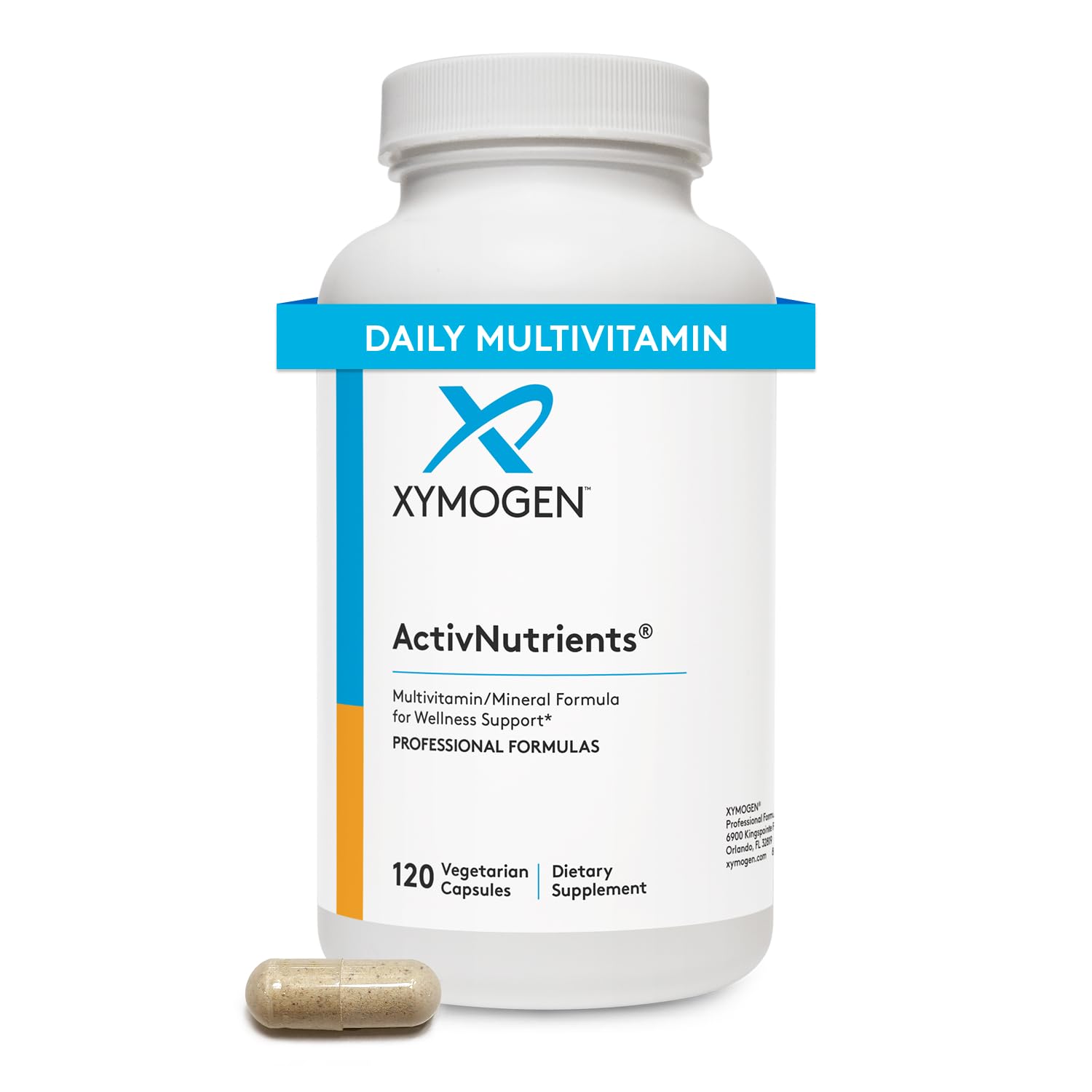 Xymogen ActivNutrients bottle with capsules for daily wellness.