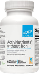 XYMOGEN ActivNutrients Without Iron bottle shown for daily wellness support