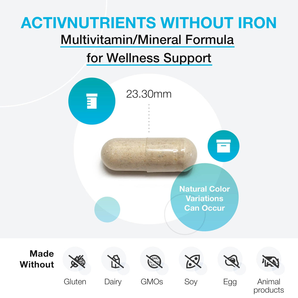 XYMOGEN ActivNutrients Without Iron label front highlighting features