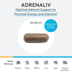 XYMOGEN Adrenaliv capsules close-up highlighting easy to swallow pills