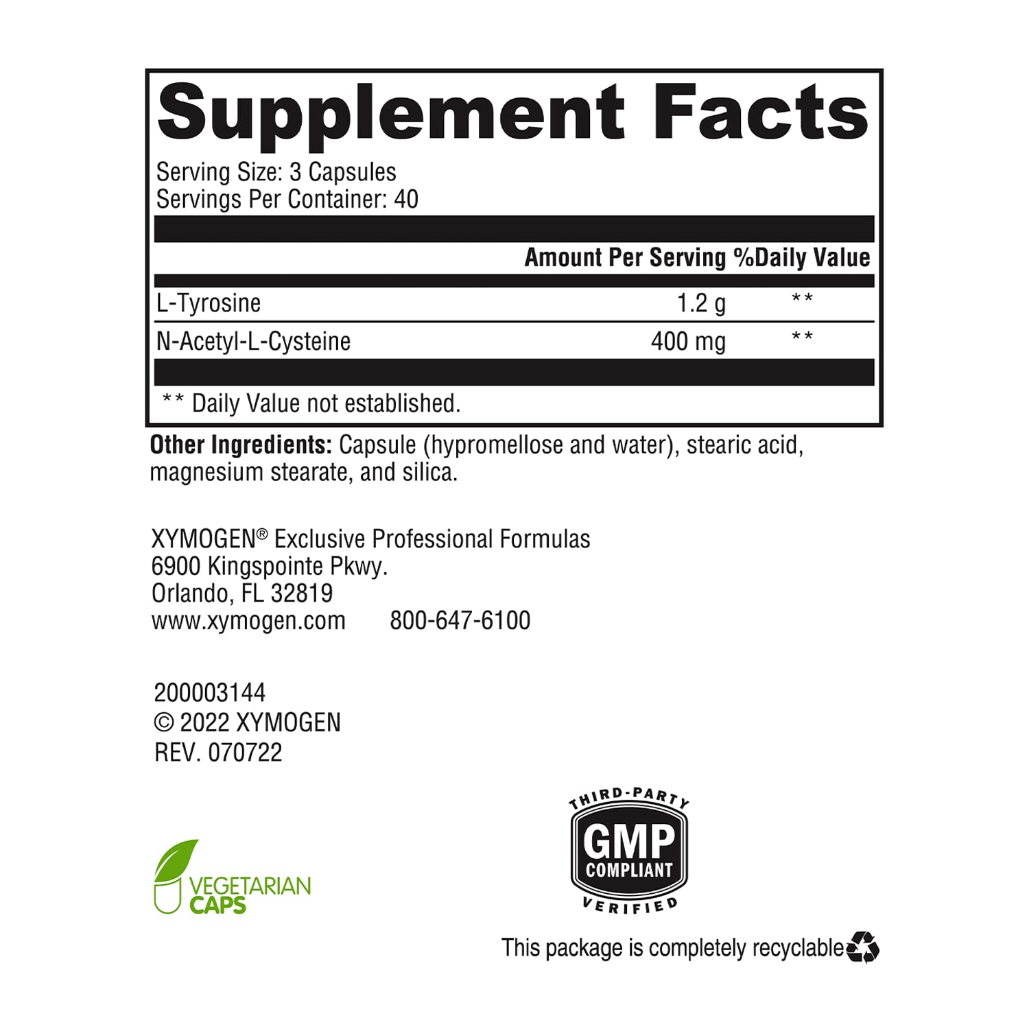 AdrenaMax ingredients overlay showing L-tyrosine and NAC.