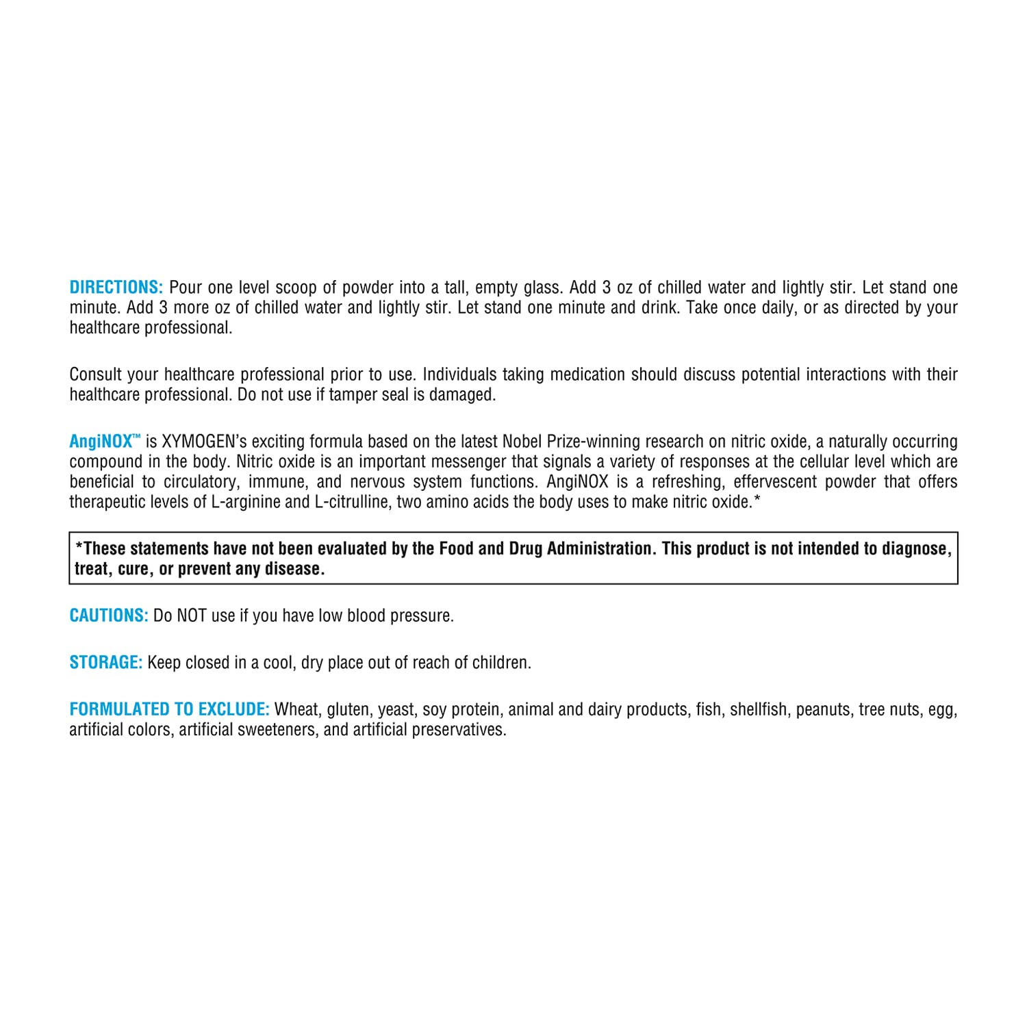 XYMOGEN AngiNOX being poured into water for easy mixing.