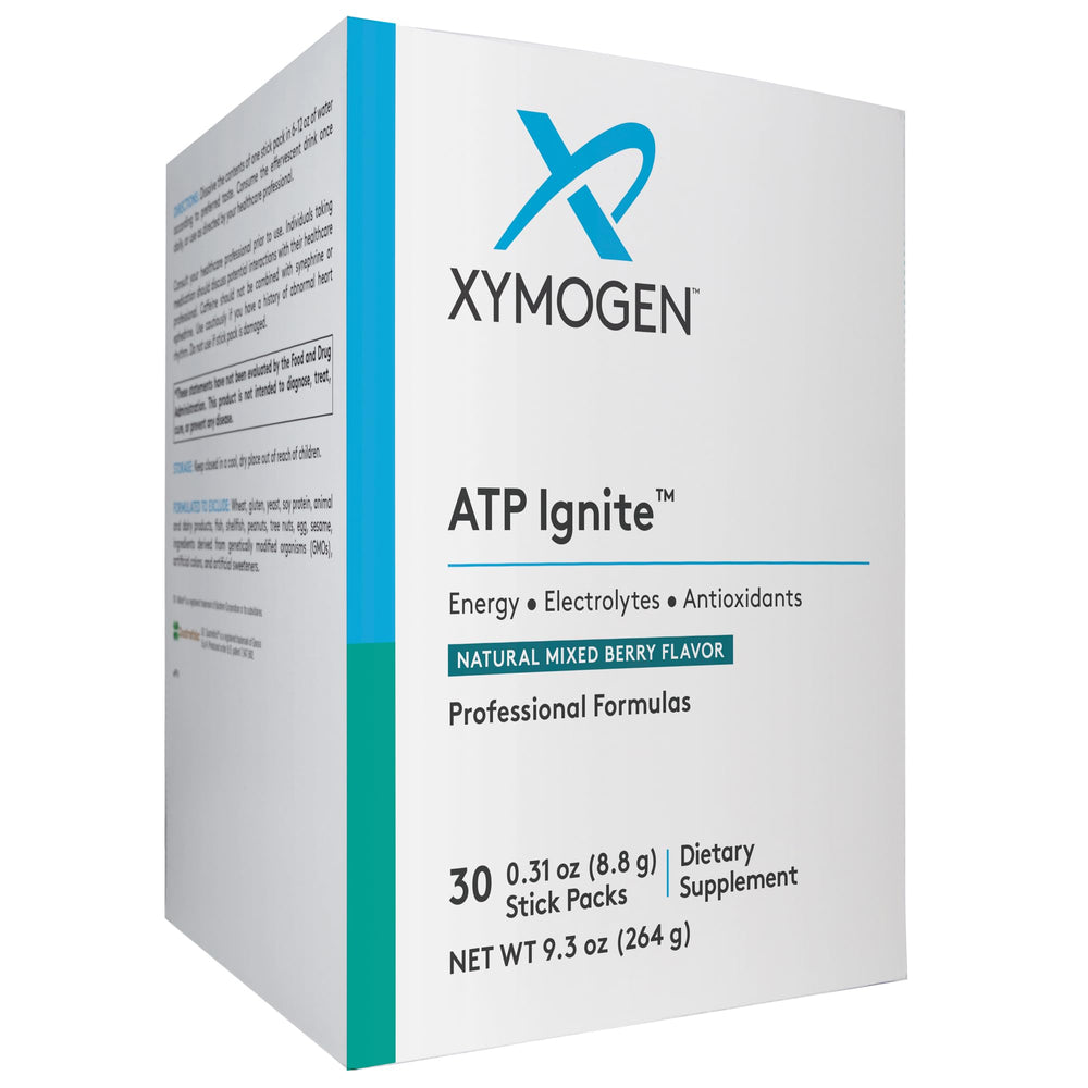 XYMOGEN ATP Ignite stick dissolve shows easy hydration with electrolytes for workouts