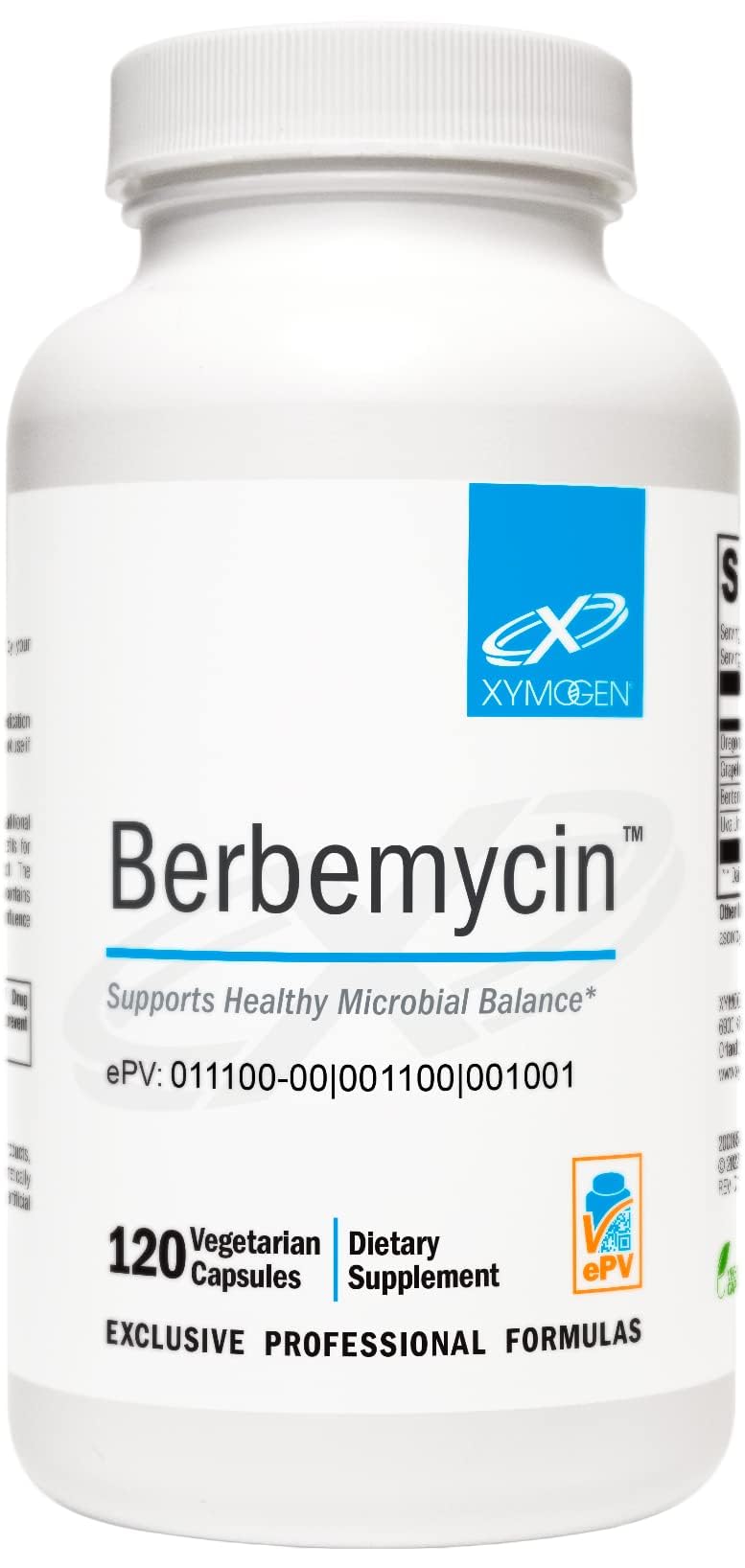 Xymogen Berbemycin bottle front showing the berberine supplement for gut balance