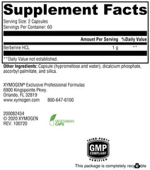 Xymogen Berberine HCL capsules closeup highlight convenient GI-friendly daily wellness.