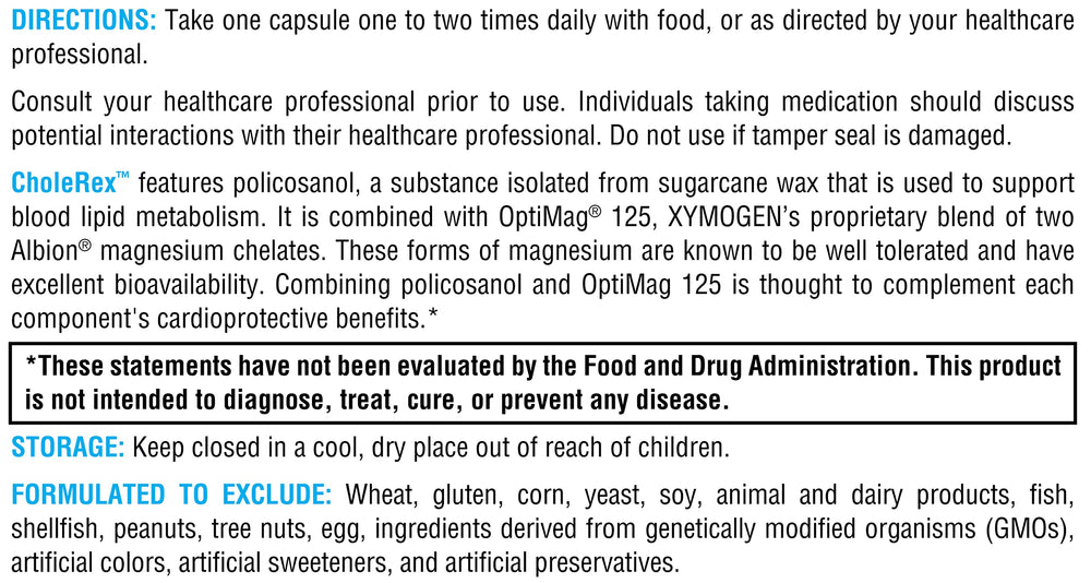 XYMOGEN CholeRex packaging box on white background.