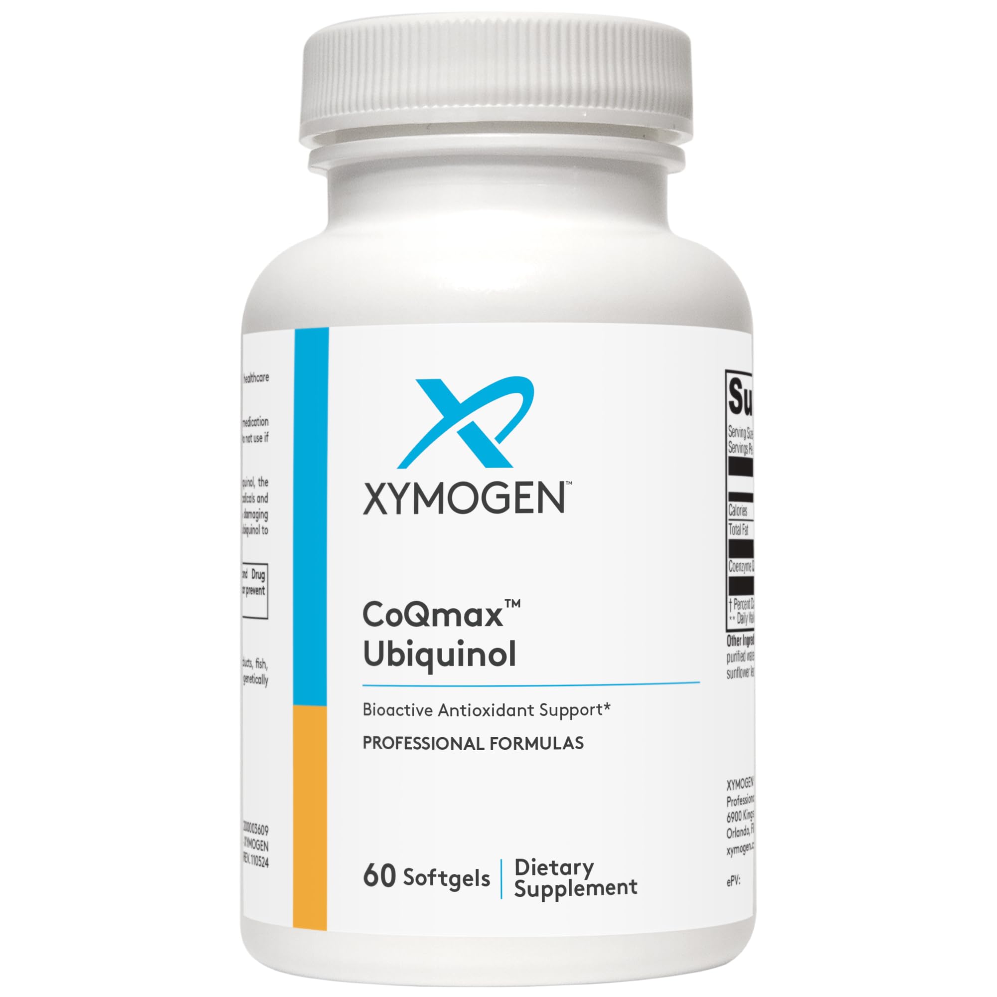 XYMOGEN CoQmax 200mg softgel bottle for daily antioxidant support.