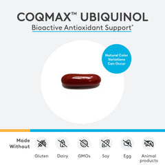 XYMOGEN CoQmax 200mg softgel closeup showing ubiquinol for energy metabolism.
