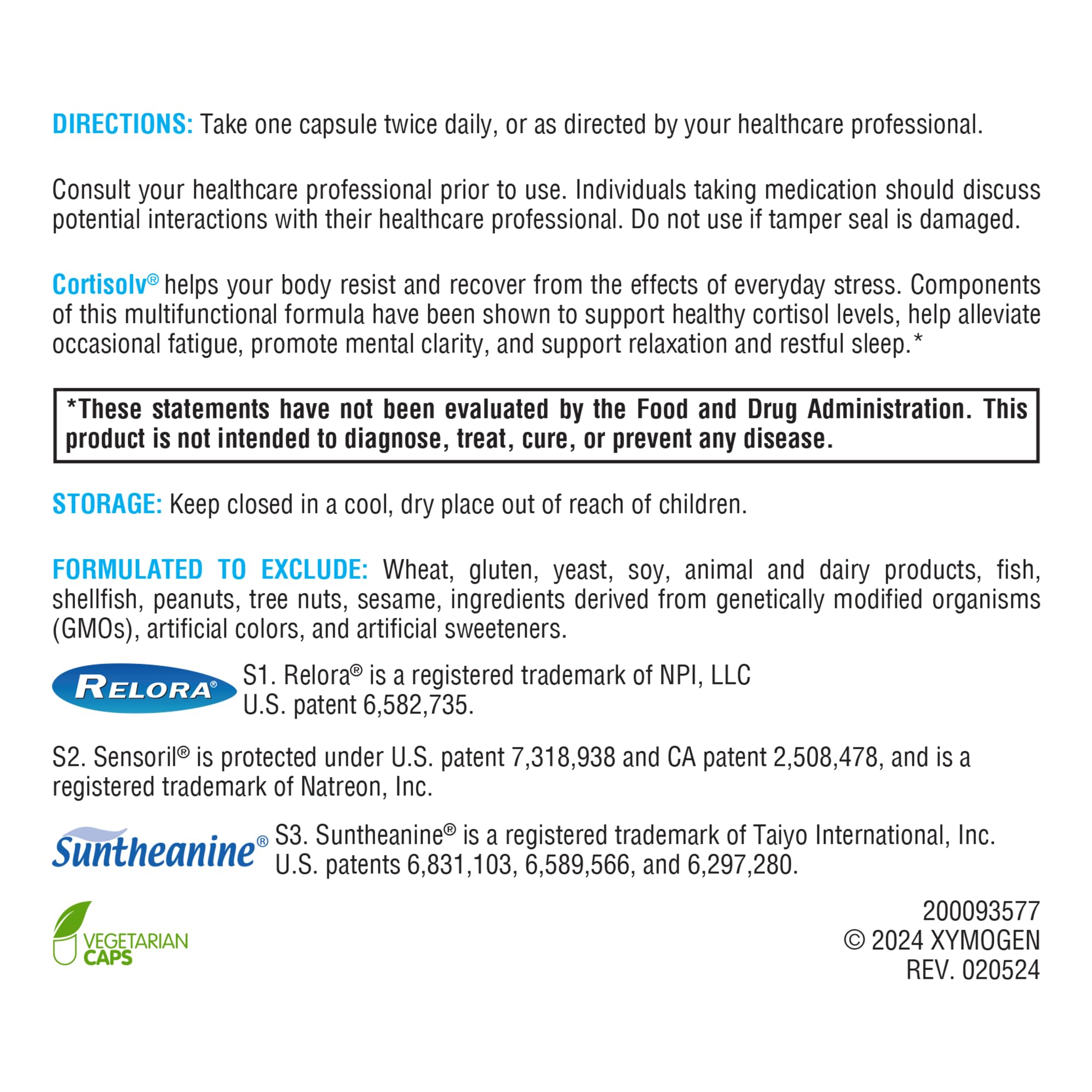 XYMOGEN Cortisolv capsules pouring from bottle for easy daily use.