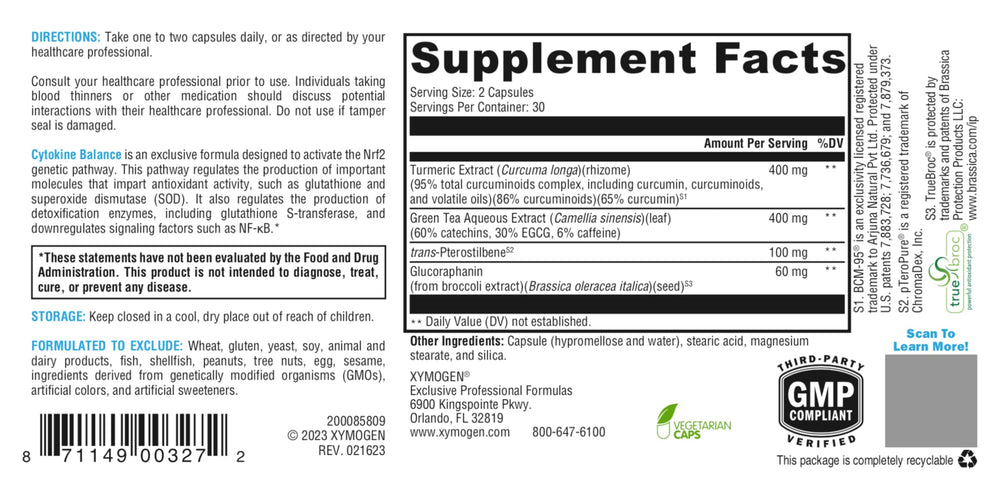 XYMOGEN Cytokine Balance turmeric image conveys natural curcumin sourcing.
