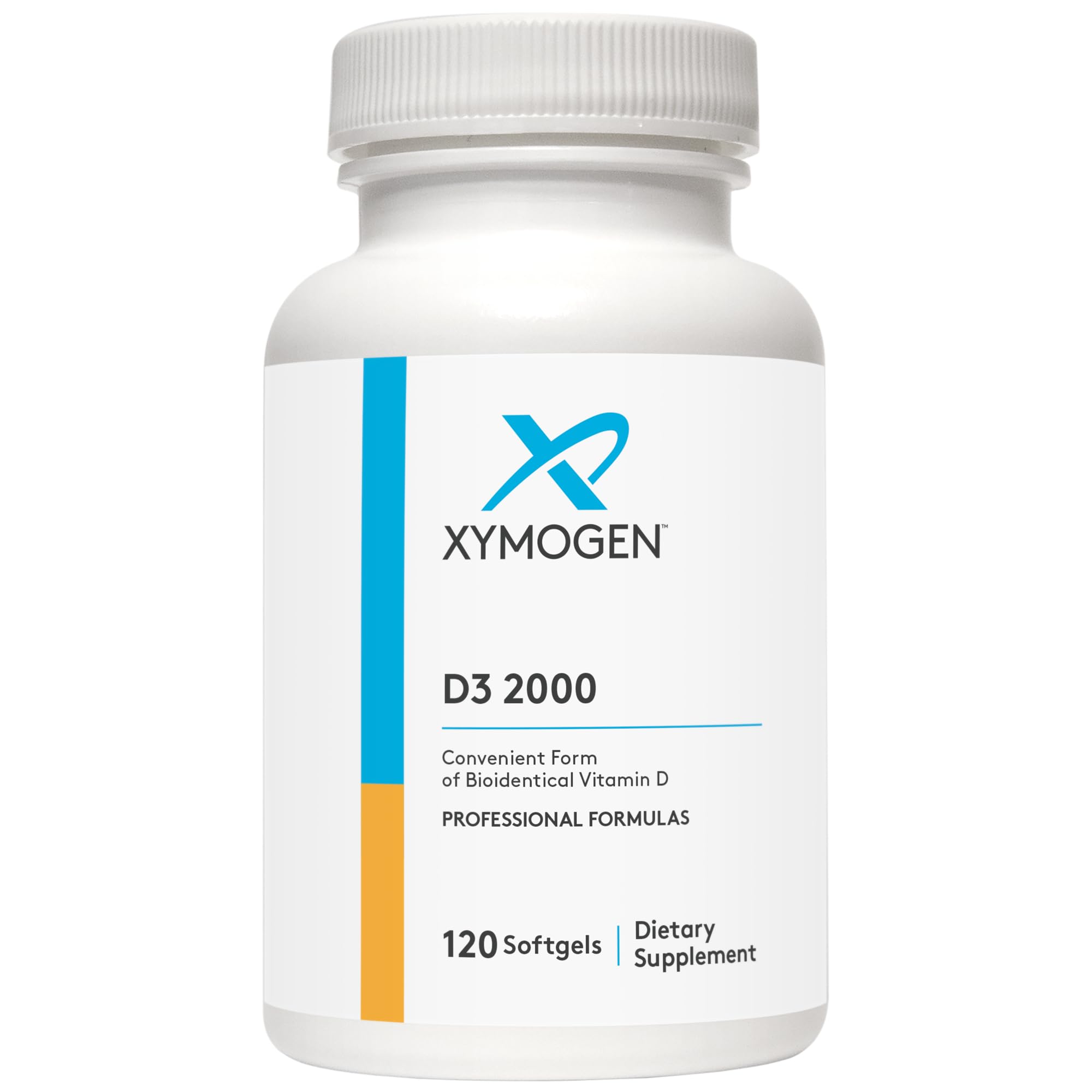 Xymogen D3 2000 bottle with softgels may support immune and bone health.