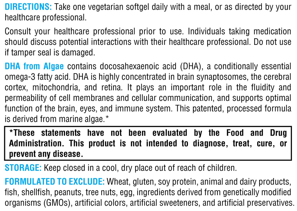 XYMOGEN DHA from Algae softgels vegan-friendly icon signals plant-based omega-3