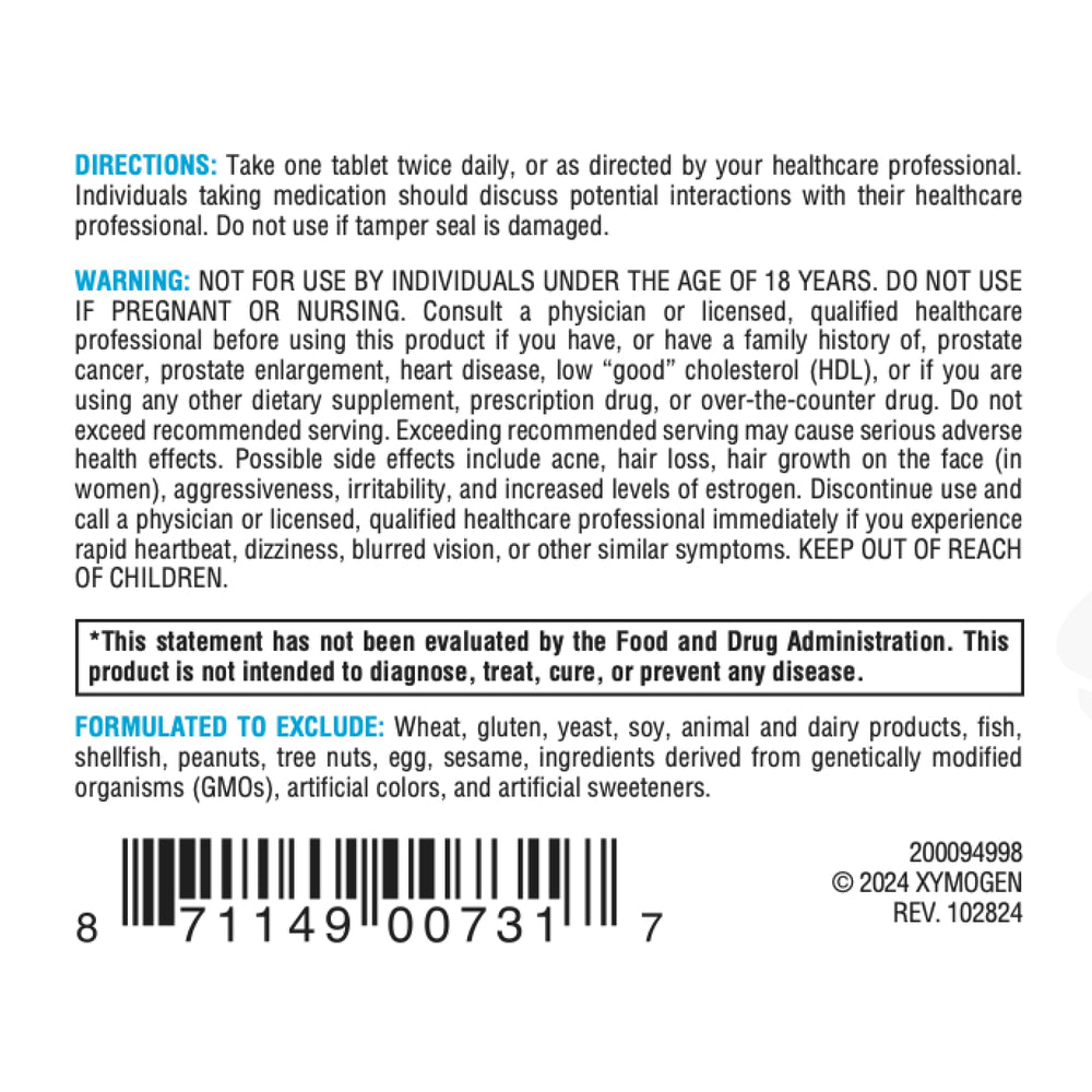 XYMOGEN DHEA 25 mg tablet detail reflects micronized texture.