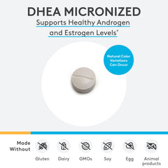 XYMOGEN DHEA micronized tablet detail emphasizing purity and easy daily dosing.