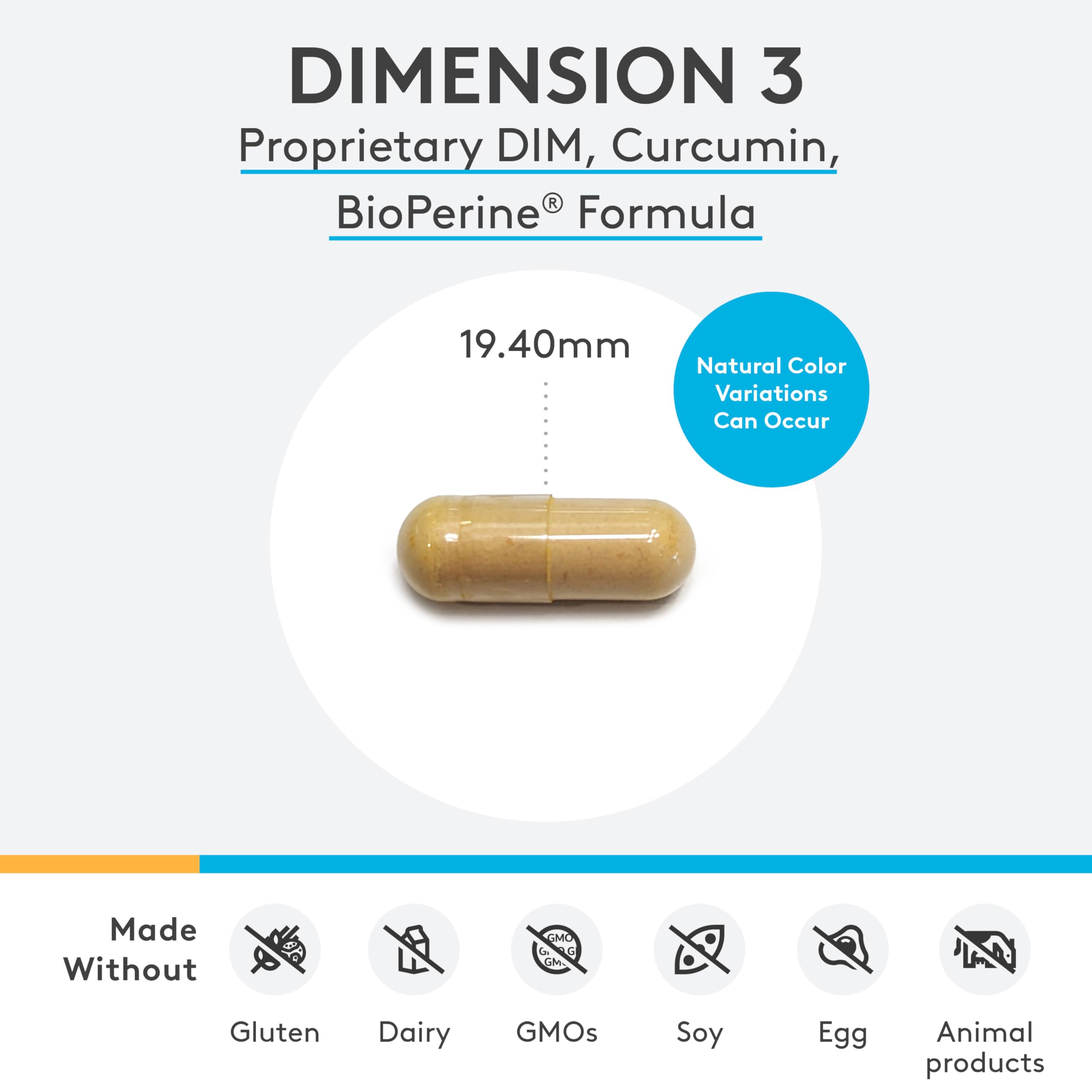 XYMOGEN Dimension 3 capsules close-up showing DIM-rich formula