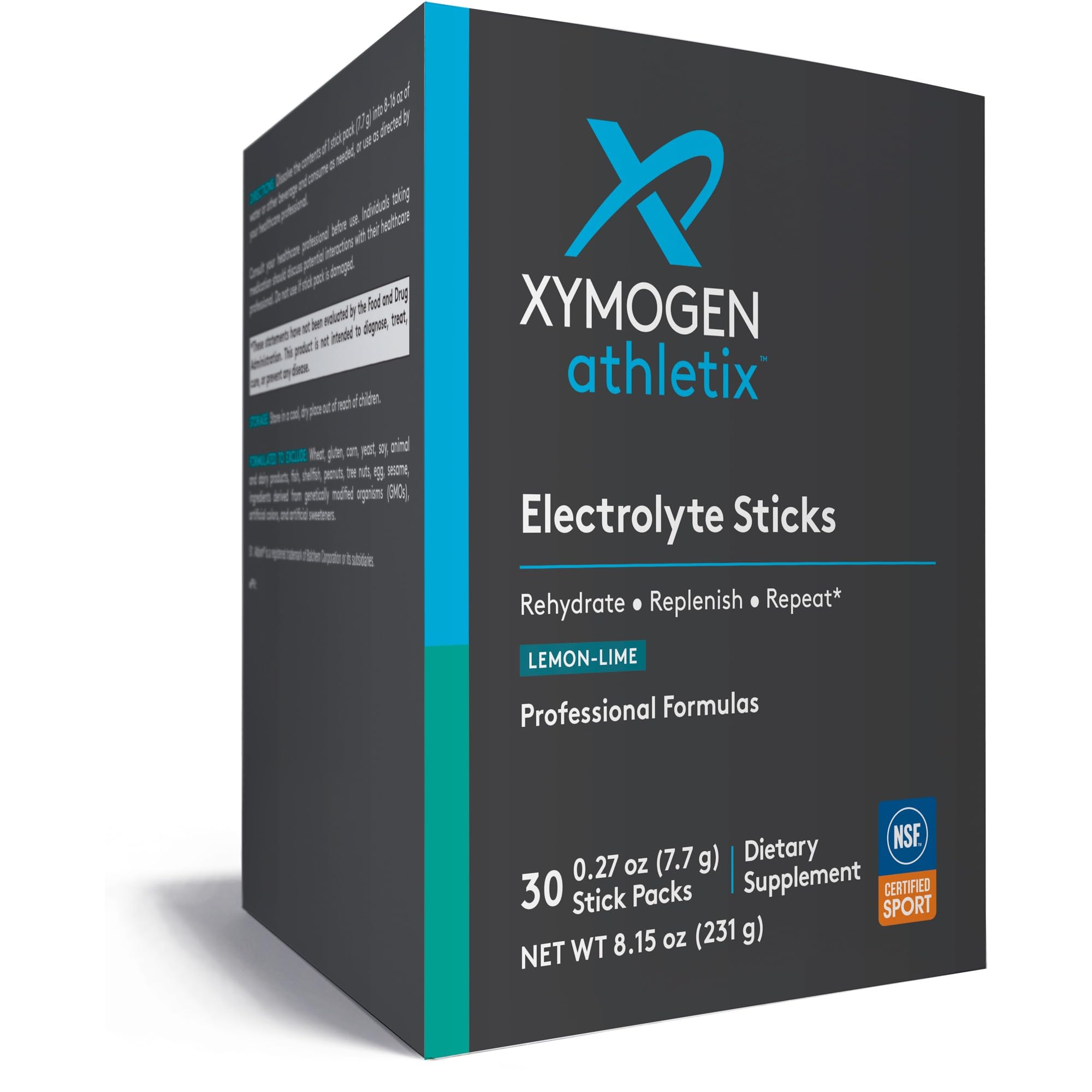 XYMOGEN Electrolyte Stick Lemon bottle pour delivers refreshing hydration with no sugar.
