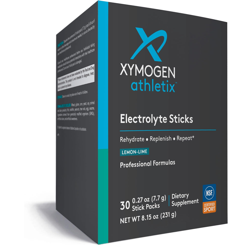 XYMOGEN Electrolyte Stick Lemon bottle pour delivers refreshing hydration with no sugar.