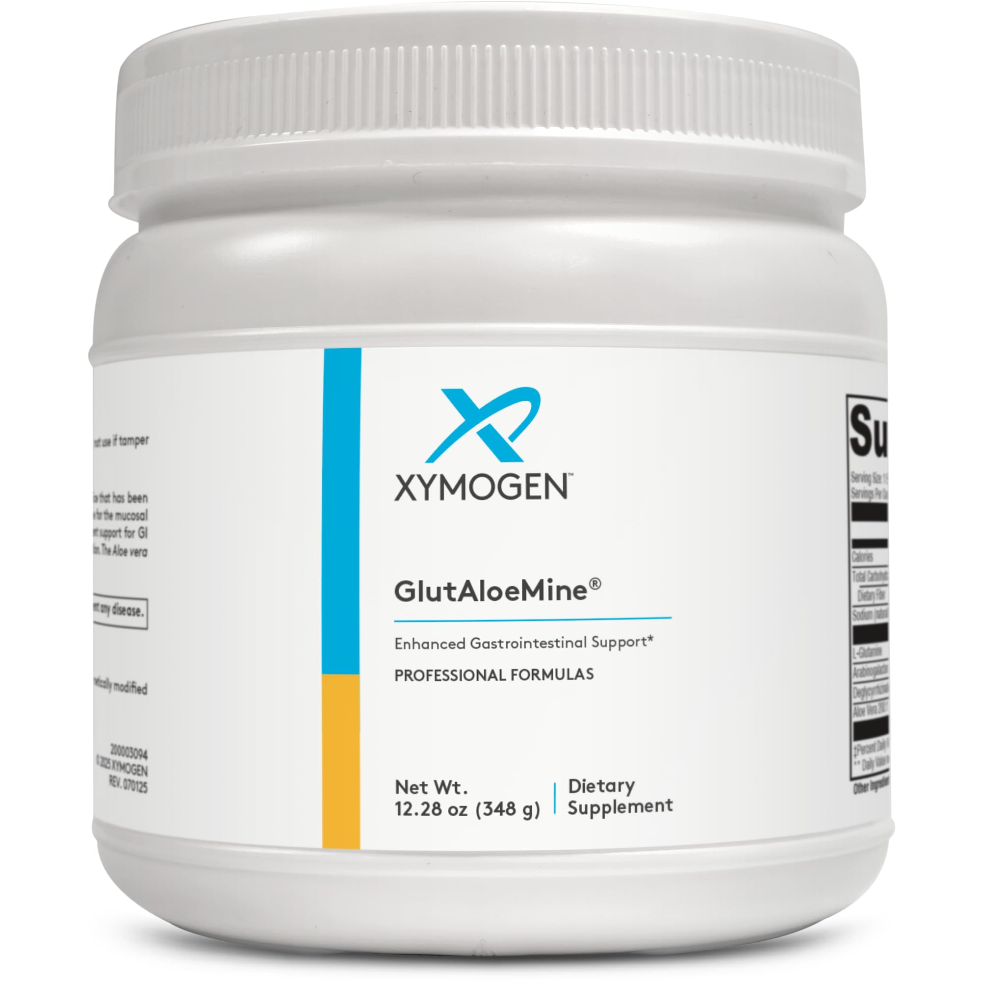 XYMOGEN GlutAloeMine powder bottle for daily GI support.