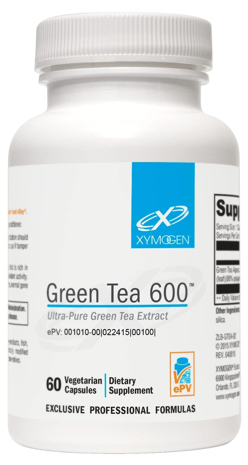 XYMOGEN Green Tea 600 bottle front, ideal for daily immune support.