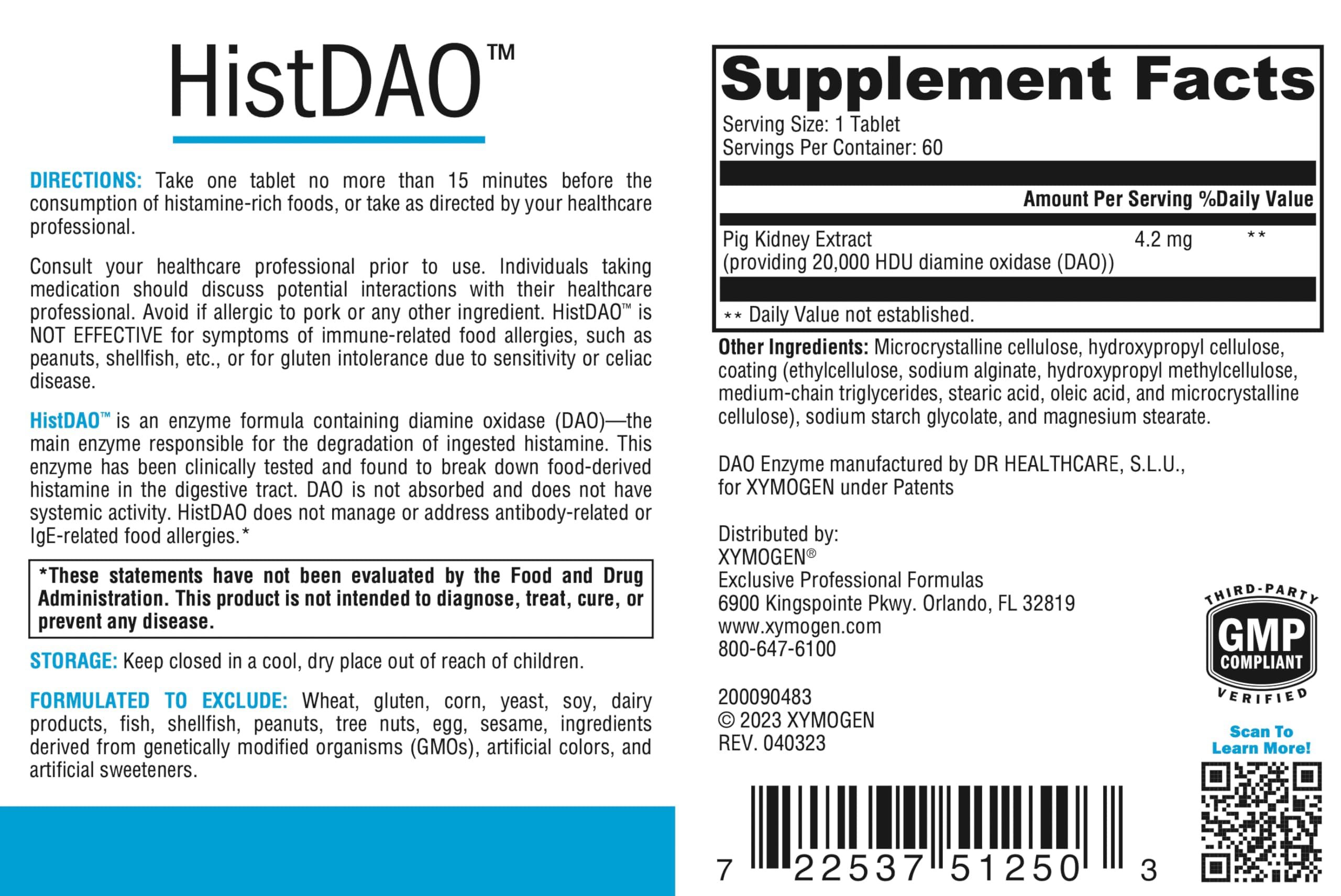 XYMOGEN HistDAO bottle on display highlighting digestive health use