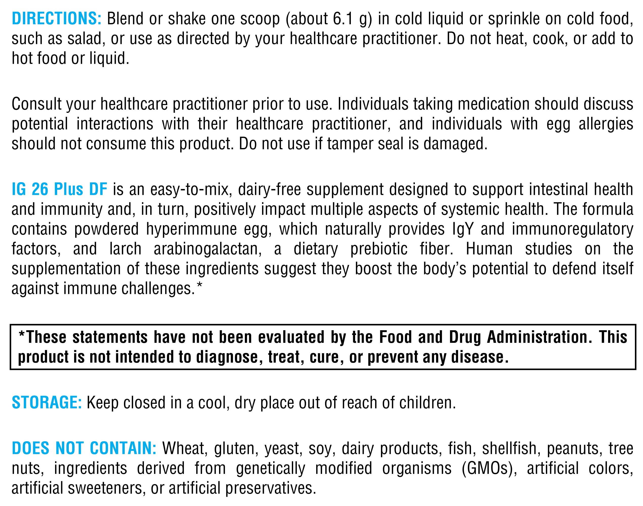 XYMOGEN IG26 Plus DF allergen-free formula illustration.